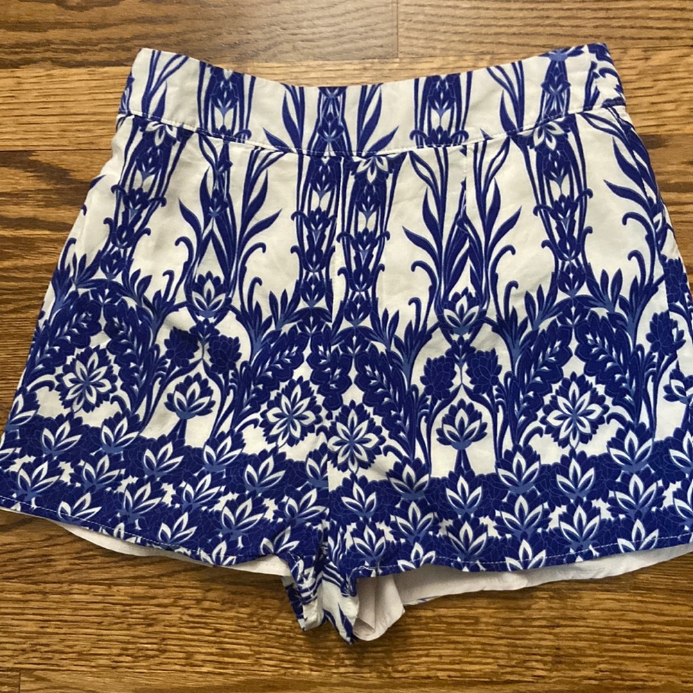 White and blue patterned shorts